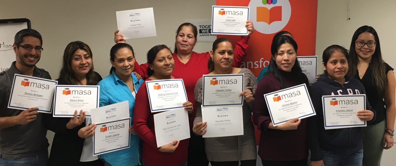 A group of People holding Masa certificates